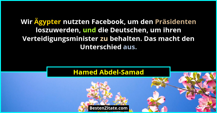 Wir Ägypter nutzten Facebook, um den Präsidenten loszuwerden, und die Deutschen, um ihren Verteidigungsminister zu behalten. Das m... - Hamed Abdel-Samad