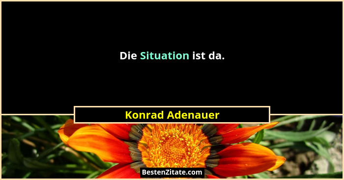 Die Situation ist da.... - Konrad Adenauer