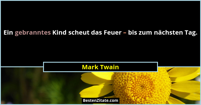 Ein gebranntes Kind scheut das Feuer – bis zum nächsten Tag.... - Mark Twain