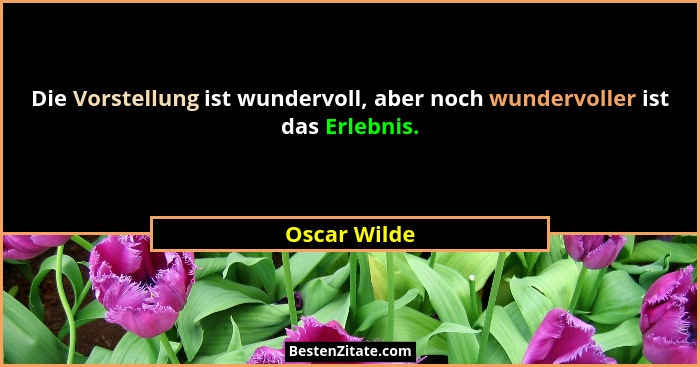 Die Vorstellung ist wundervoll, aber noch wundervoller ist das Erlebnis.... - Oscar Wilde