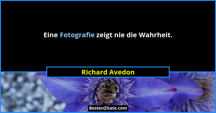 Eine Fotografie zeigt nie die Wahrheit.... - Richard Avedon