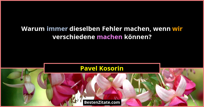 Warum immer dieselben Fehler machen, wenn wir verschiedene machen können?... - Pavel Kosorin