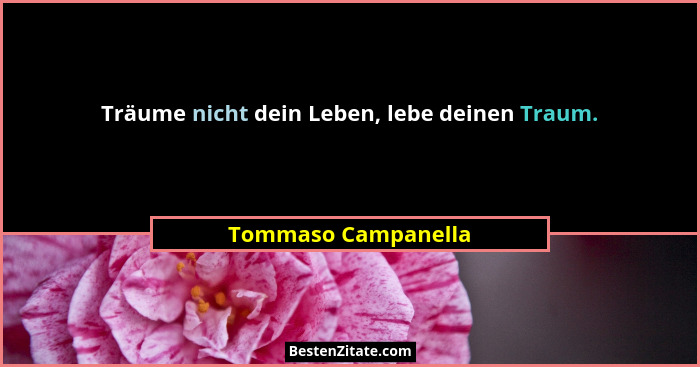 Träume nicht dein Leben, lebe deinen Traum.... - Tommaso Campanella