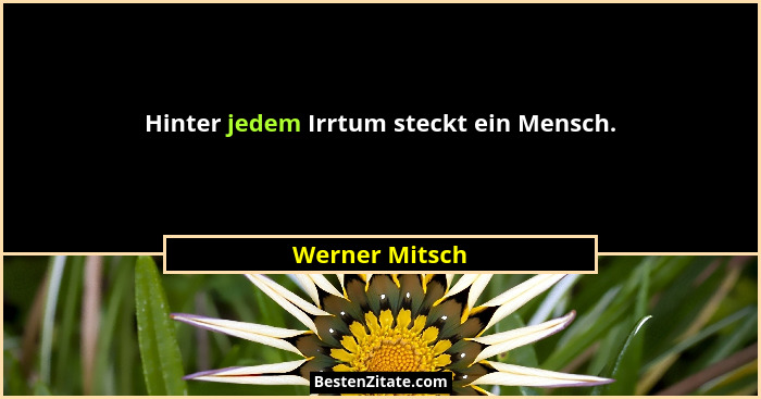 Hinter jedem Irrtum steckt ein Mensch.... - Werner Mitsch