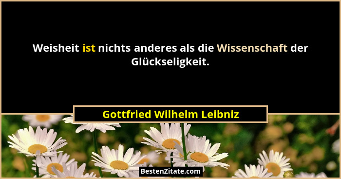 Weisheit ist nichts anderes als die Wissenschaft der Glückseligkeit.... - Gottfried Wilhelm Leibniz