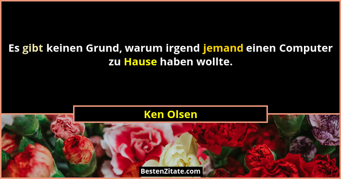 Es gibt keinen Grund, warum irgend jemand einen Computer zu Hause haben wollte.... - Ken Olsen
