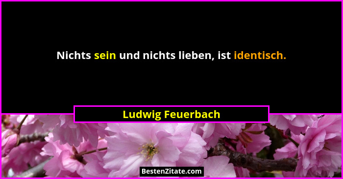 Nichts sein und nichts lieben, ist identisch.... - Ludwig Feuerbach