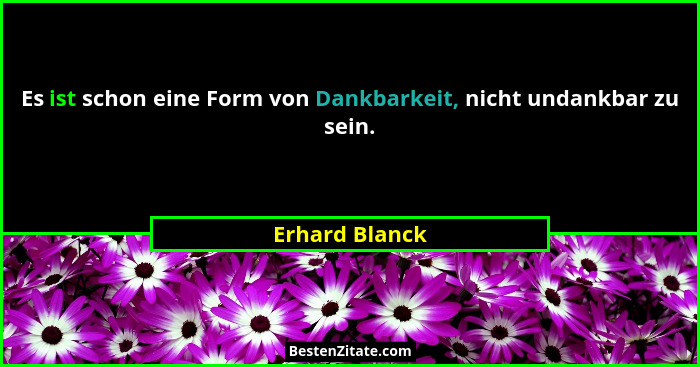 Es ist schon eine Form von Dankbarkeit, nicht undankbar zu sein.... - Erhard Blanck