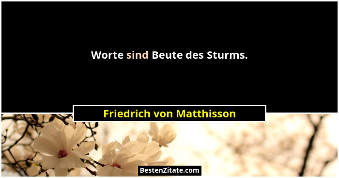 Worte sind Beute des Sturms.... - Friedrich von Matthisson