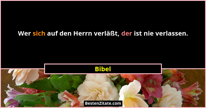 Wer sich auf den Herrn verläßt, der ist nie verlassen.... - Bibel
