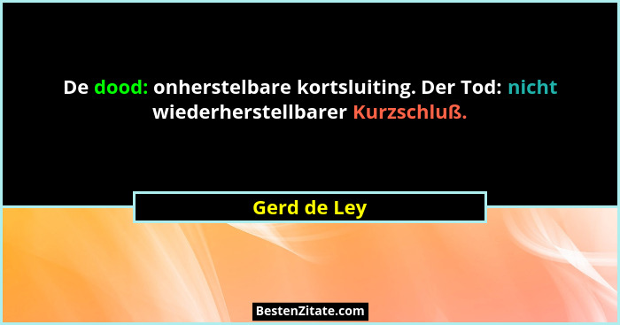 De dood: onherstelbare kortsluiting. Der Tod: nicht wiederherstellbarer Kurzschluß.... - Gerd de Ley