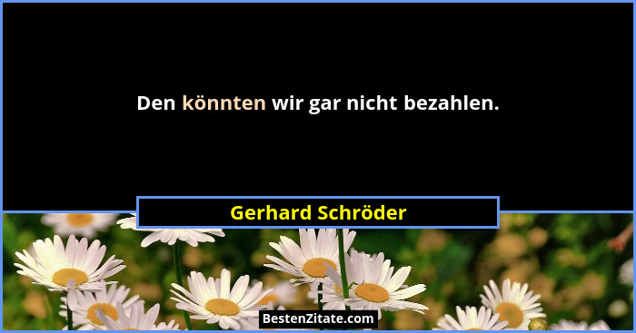 Den könnten wir gar nicht bezahlen.... - Gerhard Schröder