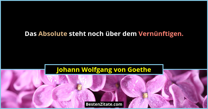 Das Absolute steht noch über dem Vernünftigen.... - Johann Wolfgang von Goethe