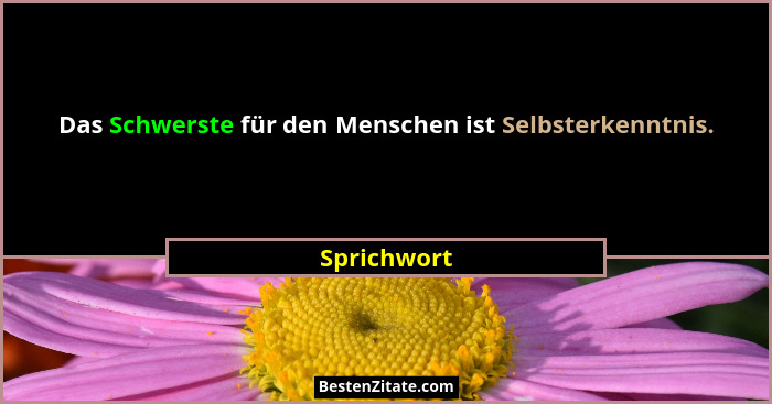 Das Schwerste für den Menschen ist Selbsterkenntnis.... - Sprichwort