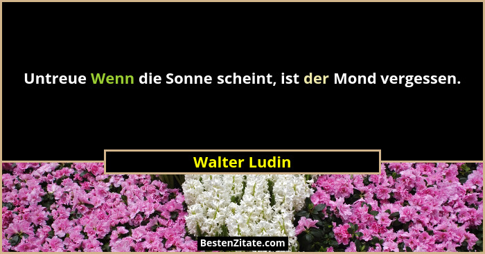 Untreue Wenn die Sonne scheint, ist der Mond vergessen.... - Walter Ludin