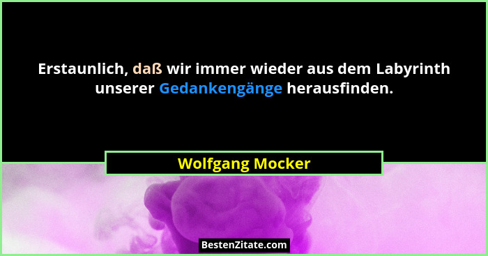 Erstaunlich, daß wir immer wieder aus dem Labyrinth unserer Gedankengänge herausfinden.... - Wolfgang Mocker