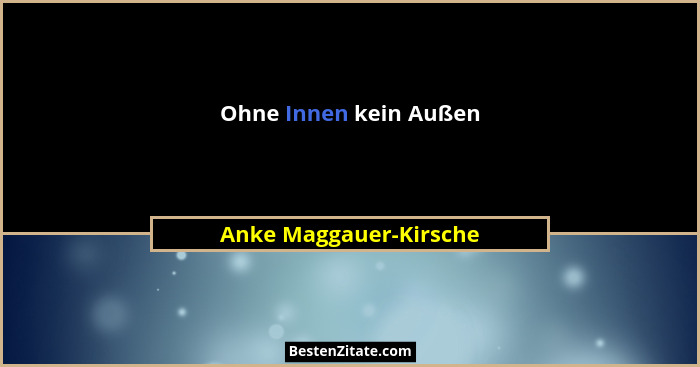 Ohne Innen kein Außen... - Anke Maggauer-Kirsche