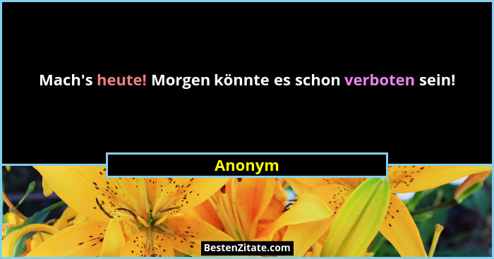 Mach's heute! Morgen könnte es schon verboten sein!... - Anonym