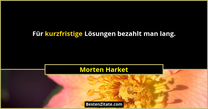 Für kurzfristige Lösungen bezahlt man lang.... - Morten Harket