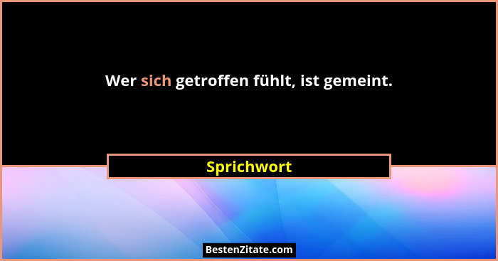 Wer sich getroffen fühlt, ist gemeint.... - Sprichwort