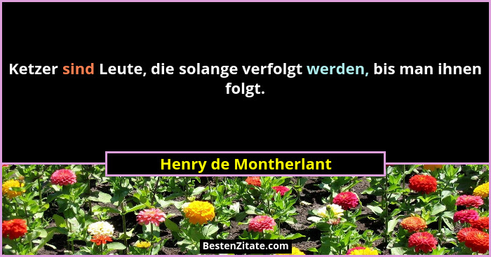 Ketzer sind Leute, die solange verfolgt werden, bis man ihnen folgt.... - Henry de Montherlant