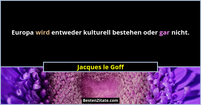 Europa wird entweder kulturell bestehen oder gar nicht.... - Jacques le Goff
