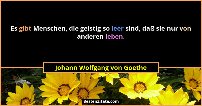 Es gibt Menschen, die geistig so leer sind, daß sie nur von anderen leben.... - Johann Wolfgang von Goethe