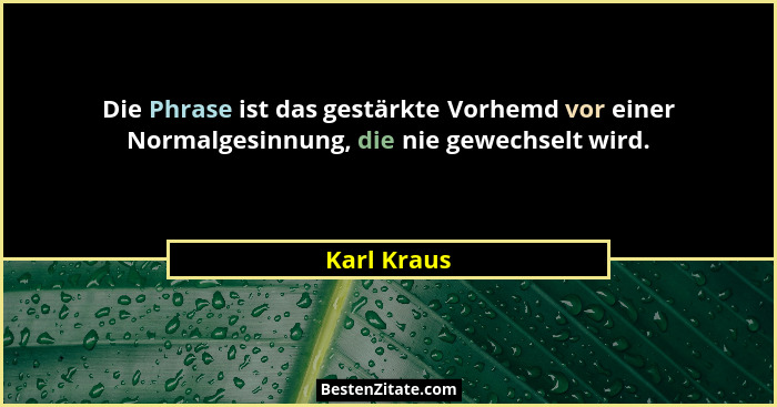 Die Phrase ist das gestärkte Vorhemd vor einer Normalgesinnung, die nie gewechselt wird.... - Karl Kraus