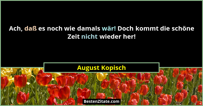 Ach, daß es noch wie damals wär! Doch kommt die schöne Zeit nicht wieder her!... - August Kopisch