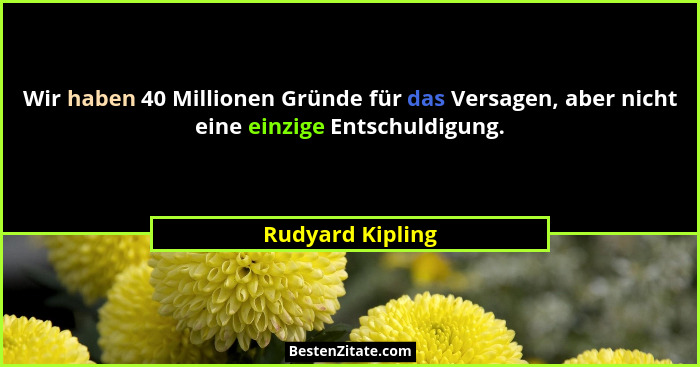 Wir haben 40 Millionen Gründe für das Versagen, aber nicht eine einzige Entschuldigung.... - Rudyard Kipling