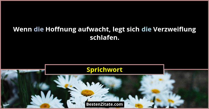 Wenn die Hoffnung aufwacht, legt sich die Verzweiflung schlafen.... - Sprichwort