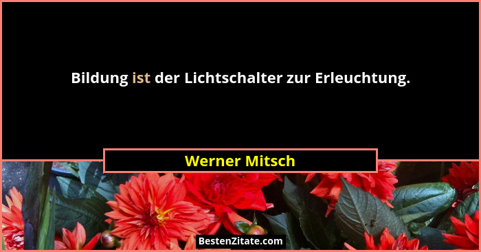 Bildung ist der Lichtschalter zur Erleuchtung.... - Werner Mitsch