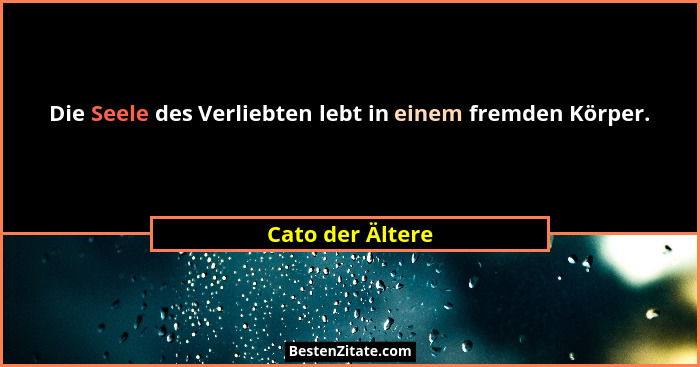 Die Seele des Verliebten lebt in einem fremden Körper.... - Cato der Ältere