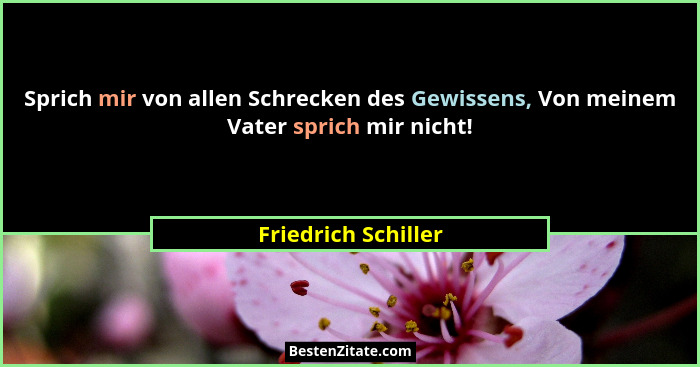 Sprich mir von allen Schrecken des Gewissens, Von meinem Vater sprich mir nicht!... - Friedrich Schiller