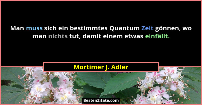 Man muss sich ein bestimmtes Quantum Zeit gönnen, wo man nichts tut, damit einem etwas einfällt.... - Mortimer J. Adler