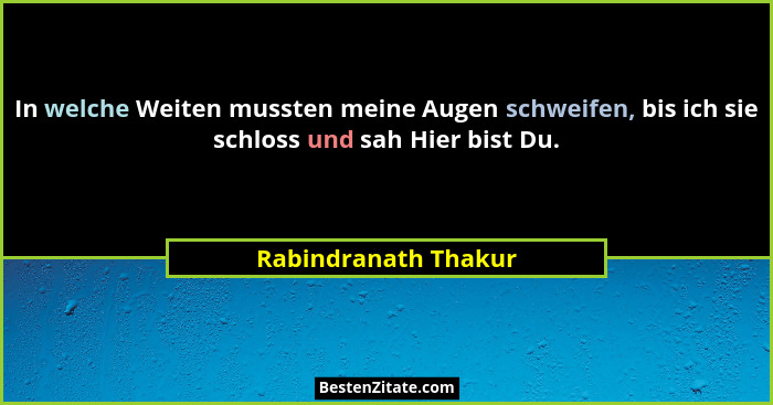 In welche Weiten mussten meine Augen schweifen, bis ich sie schloss und sah Hier bist Du.... - Rabindranath Thakur