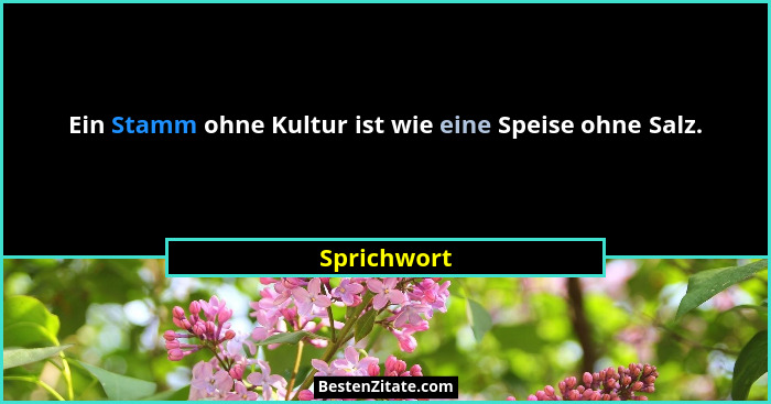 Ein Stamm ohne Kultur ist wie eine Speise ohne Salz.... - Sprichwort