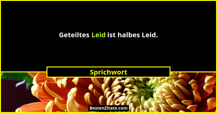Geteiltes Leid ist halbes Leid.... - Sprichwort