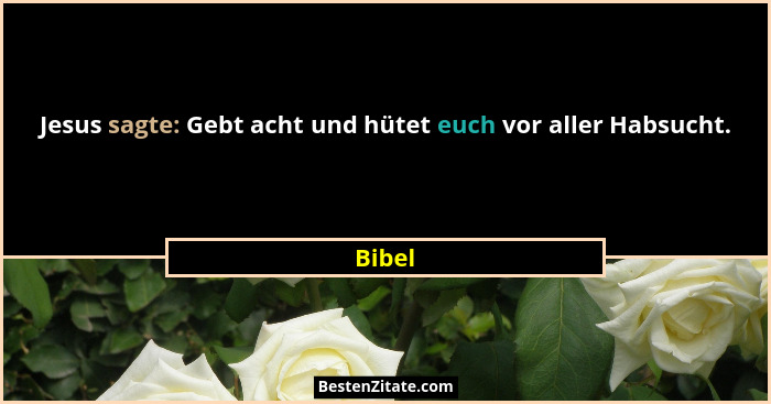 Jesus sagte: Gebt acht und hütet euch vor aller Habsucht.... - Bibel