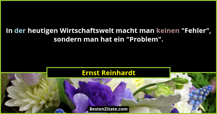 In der heutigen Wirtschaftswelt macht man keinen "Fehler", sondern man hat ein "Problem".... - Ernst Reinhardt