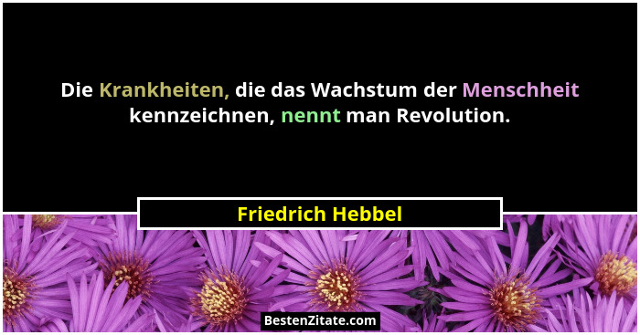 Die Krankheiten, die das Wachstum der Menschheit kennzeichnen, nennt man Revolution.... - Friedrich Hebbel