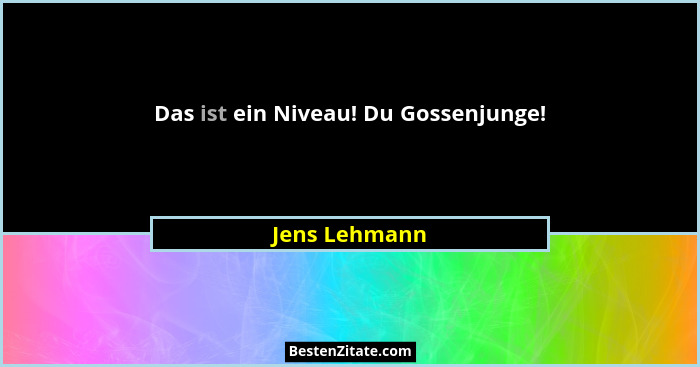 Das ist ein Niveau! Du Gossenjunge!... - Jens Lehmann