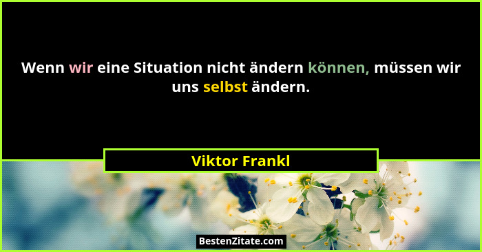 Wenn wir eine Situation nicht ändern können, müssen wir uns selbst ändern.... - Viktor Frankl
