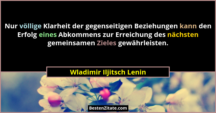 Nur völlige Klarheit der gegenseitigen Beziehungen kann den Erfolg eines Abkommens zur Erreichung des nächsten gemeinsamen Z... - Wladimir Iljitsch Lenin
