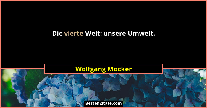 Die vierte Welt: unsere Umwelt.... - Wolfgang Mocker
