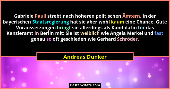Gabriele Pauli strebt nach höheren politischen Ämtern. In der bayerischen Staatsregierung hat sie aber wohl kaum eine Chance. Gute Vo... - Andreas Dunker
