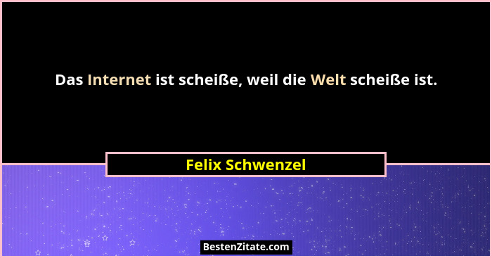 Das Internet ist scheiße, weil die Welt scheiße ist.... - Felix Schwenzel
