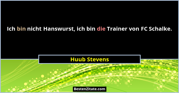 Ich bin nicht Hanswurst, ich bin die Trainer von FC Schalke.... - Huub Stevens