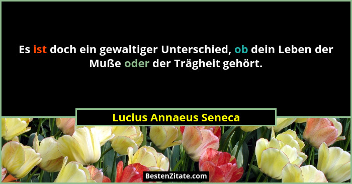 Es ist doch ein gewaltiger Unterschied, ob dein Leben der Muße oder der Trägheit gehört.... - Lucius Annaeus Seneca