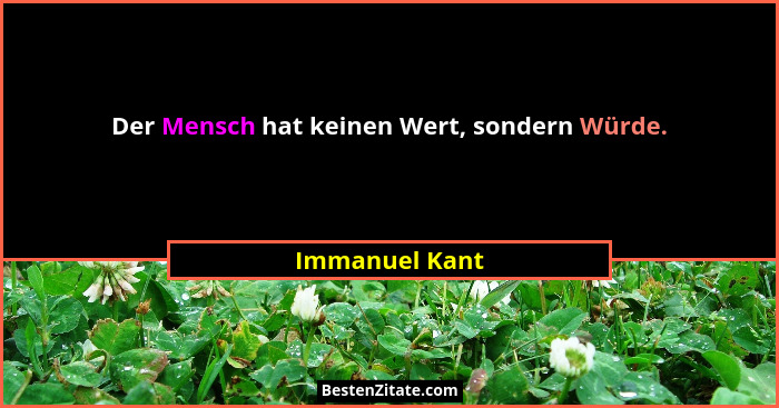 Der Mensch hat keinen Wert, sondern Würde.... - Immanuel Kant